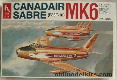 Hobby Craft 1/72 TWO Canadair Mk6 Sabre F-86F-10 - RCAF Golden Hawks or USAF - (F86F), HC1399 plastic model kit